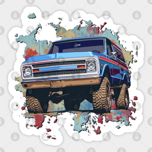 Vibrant Pop Art Chevy K5 Blazer - Bold and Colorful Sticker by Spearhead Ink